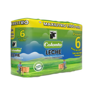 Bolsa de Leche Semidescremada UHT Colanta x 1100 ml maxilitro x 6 unidades