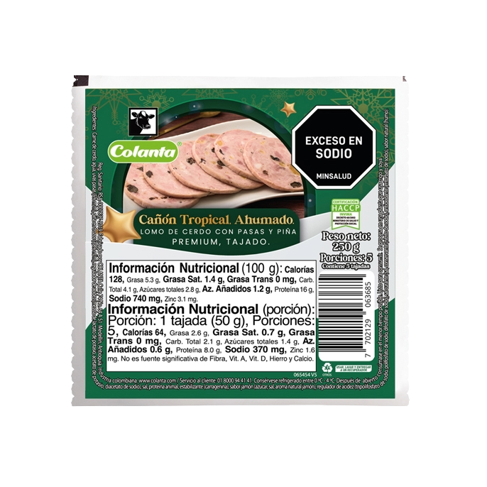 Cañón Tropical Ahumado Colanta x 250 g
