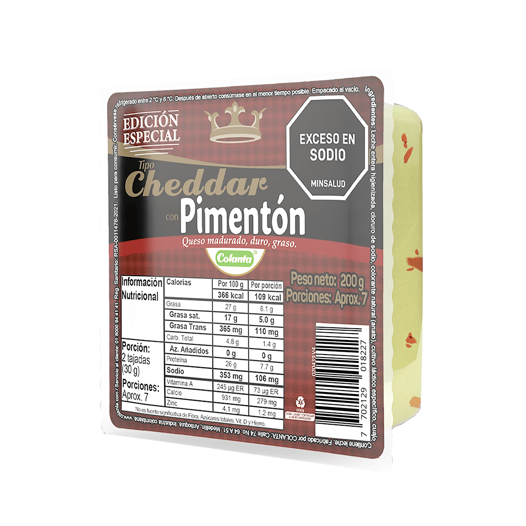 Queso Cheddar con Pimentón x 200 g
