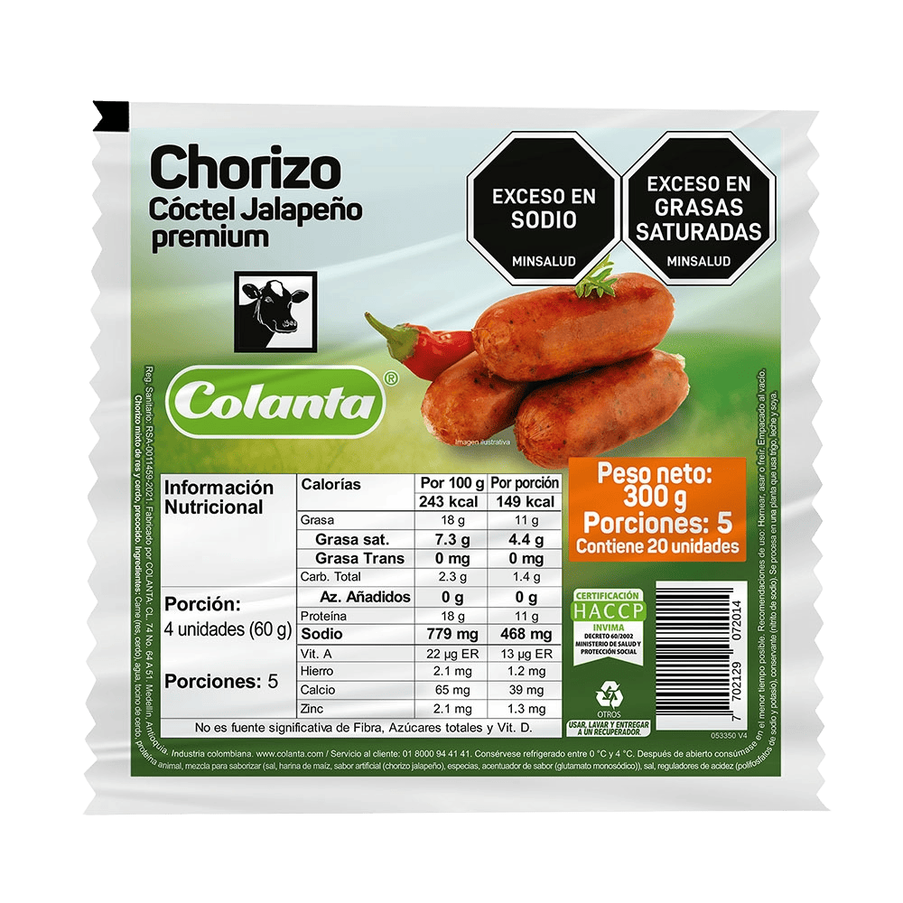 Chorizo Cóctel Jalapeño Premium x 300 g
