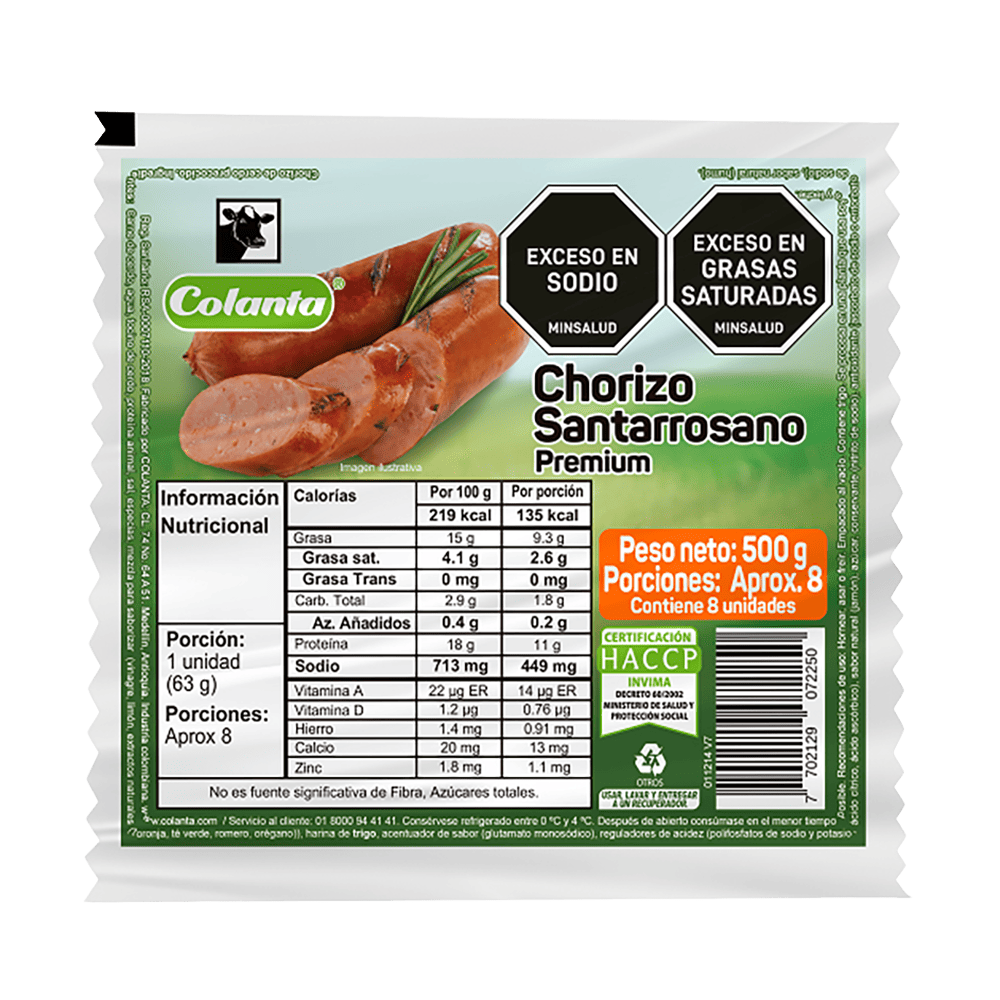 Chorizo Santarrosano x 500 g