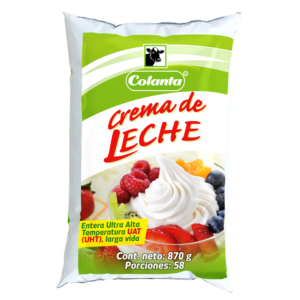Crema de leche UHT colanta x 870 g