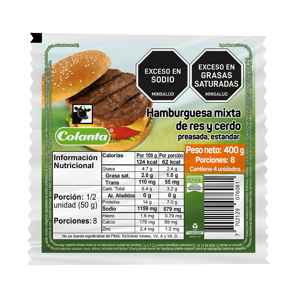 Hamburguesa Preasada Colanta x 400 g