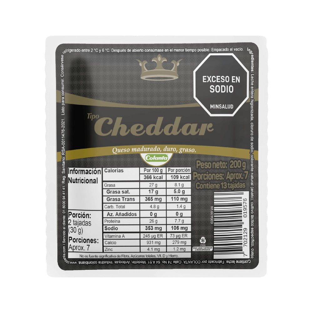 Queso Cheddar Colanta Tajado