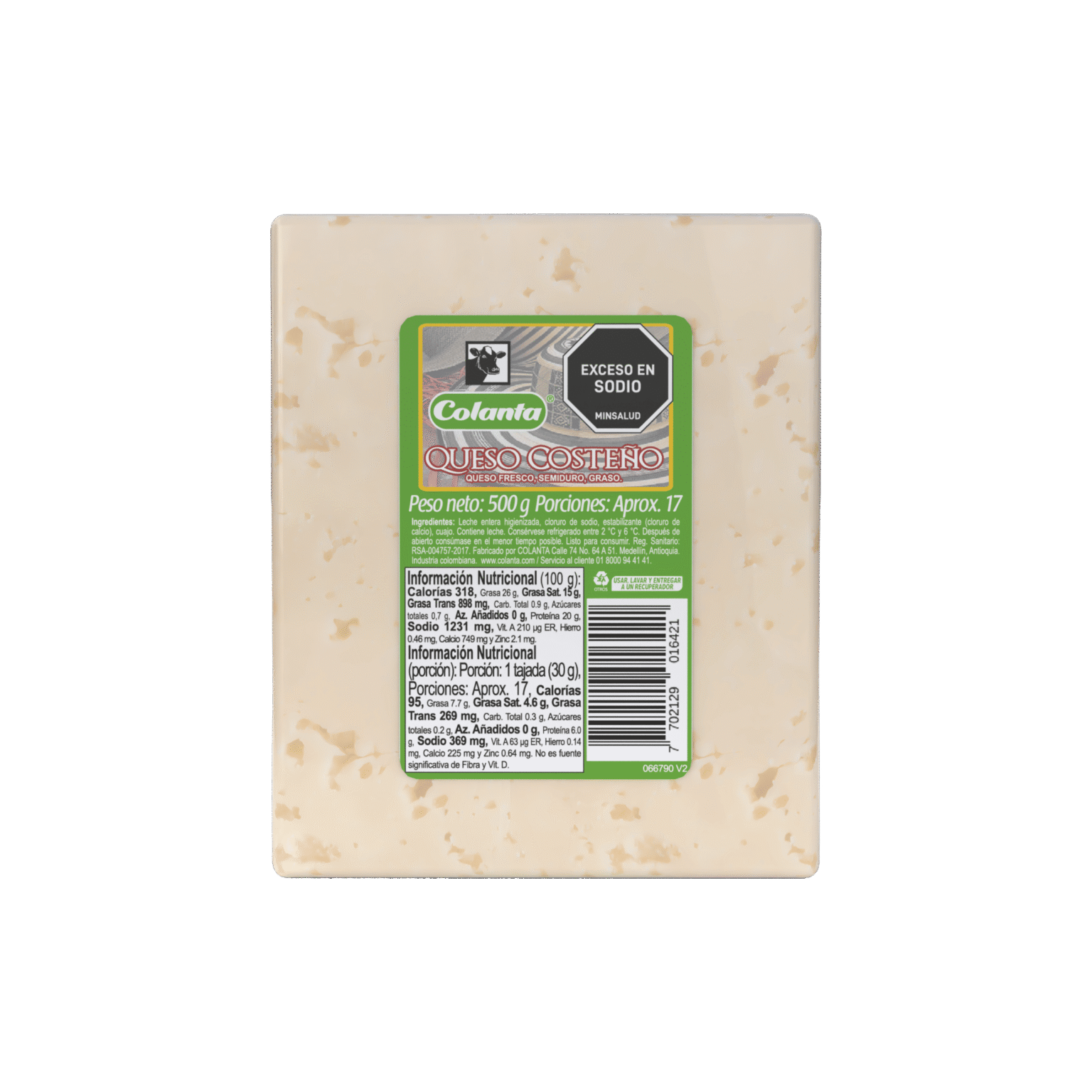 Queso Costeño Colanta Bloque x 500 g