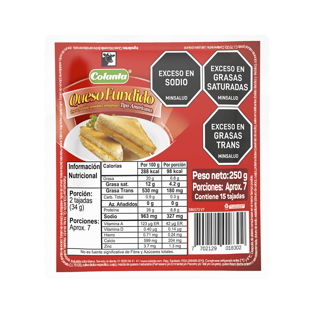 Queso Fundido Colanta Tajado