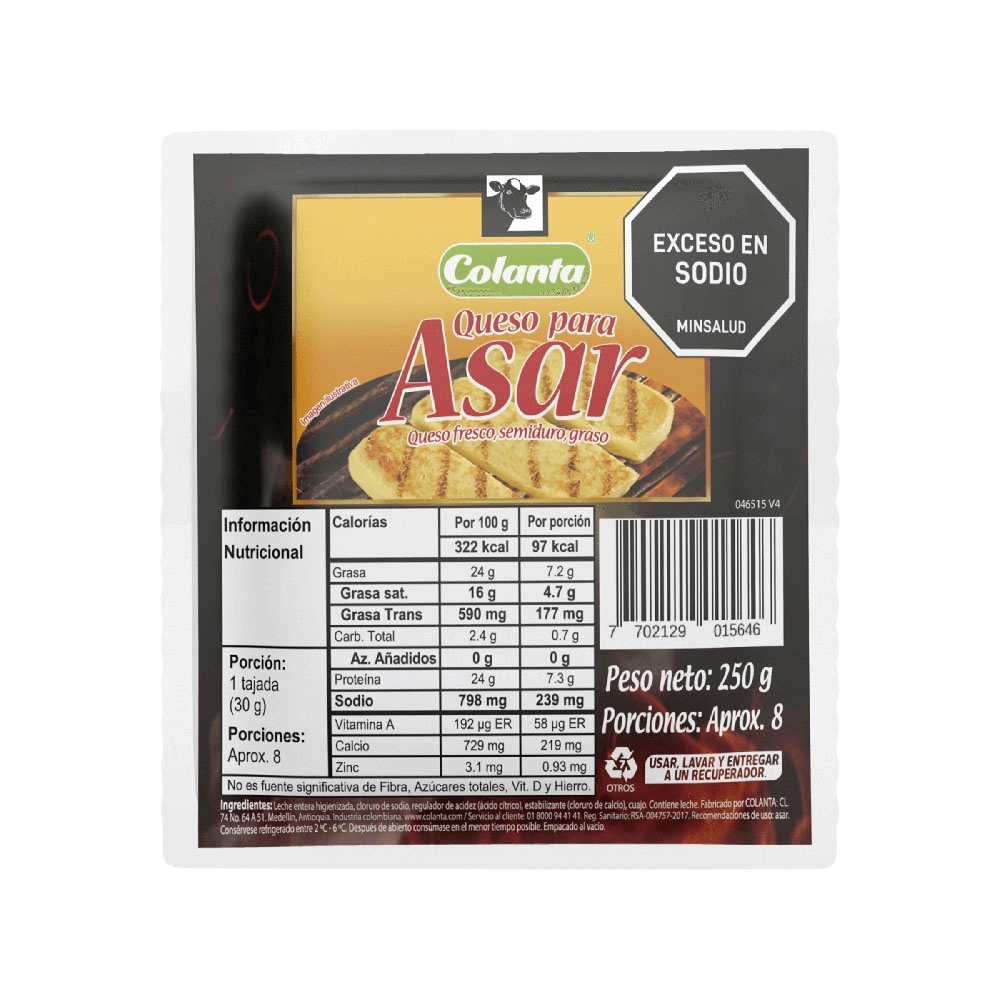 Queso para Asar Colanta x 250 g