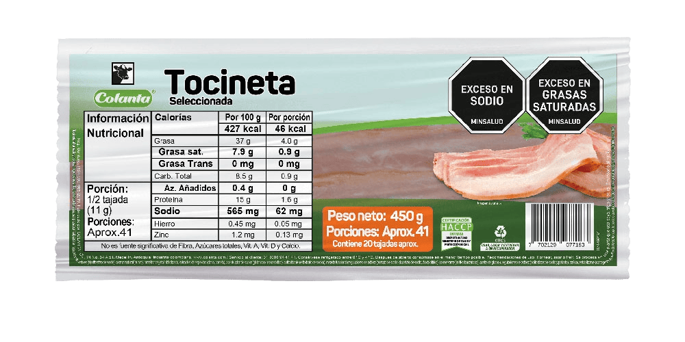 Tocineta Seleccionada Colanta x 450 g