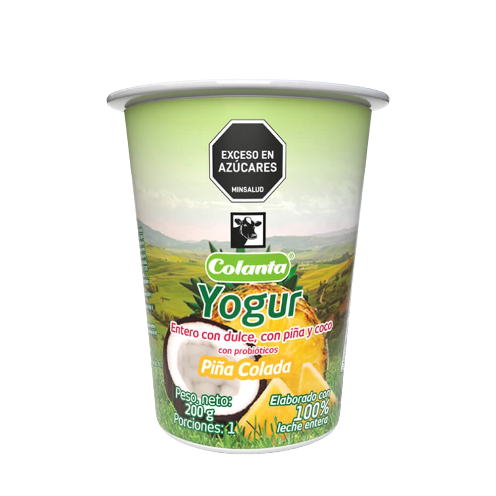 Yogur Entero Piña Colada Colanta Vaso x 200 g