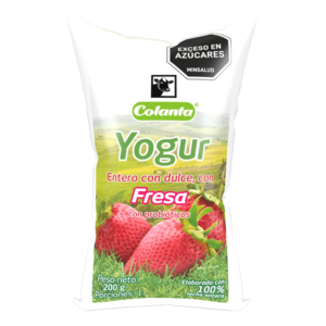 Yogur Entero Fresa Colanta Bolsa x 200 g
