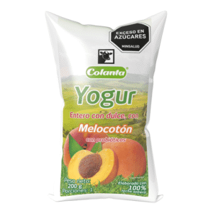Yogur Entero Melocotón Colanta bolsa x 200 g
