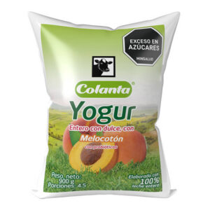 Yogur Entero Melocotón Colanta bolsa x 900 g