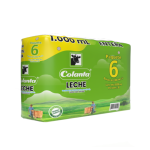Bolsa de Leche Entera UHT Colanta x 1000 ml x 6 Unidades