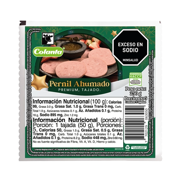 Pernil de cerdo ahumado colanta x 250 g